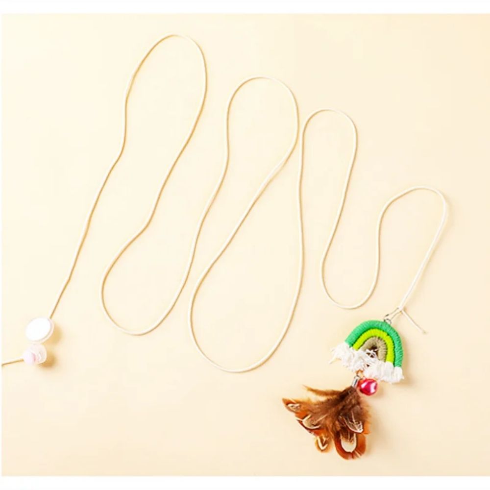 KFX-5337917 Interactive Feather Cat Rope Door Swing with Sticky Buckle Clamp for Engaging Play