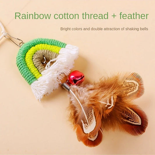 KFX-5337917 Interactive Feather Cat Rope Door Swing with Sticky Buckle Clamp for Engaging Play