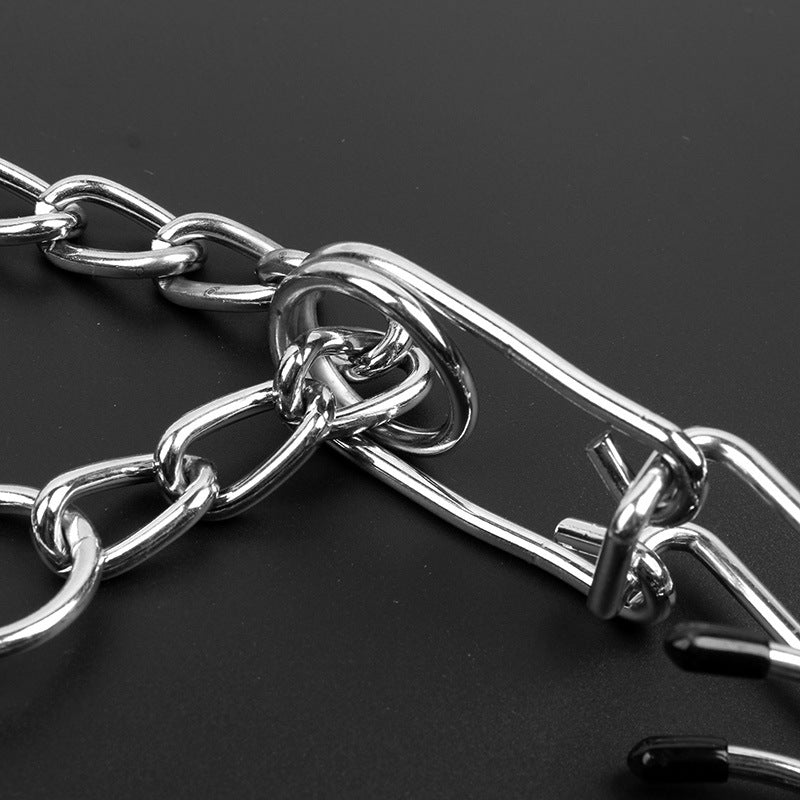 KFX-5338429 Removable Metal Iron Dog Training Chain with Rubber Grip - Various Sizes Available