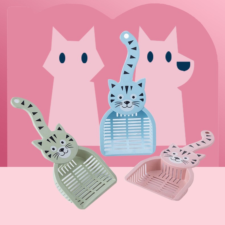 KFX-5340221 Large Plastic Cat Litter Scoop - Pink, Green, Blue, 28x12.5cm