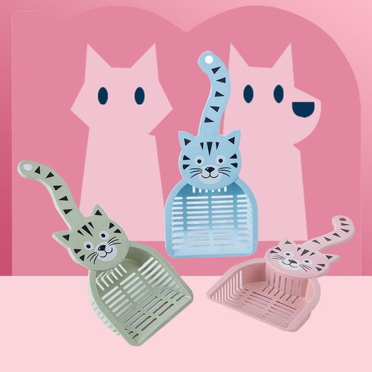KFX-5340221 Large Plastic Cat Litter Scoop - Pink, Green, Blue, 28x12.5cm
