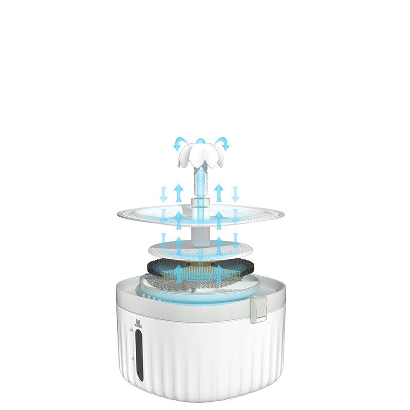 KFX-5342269 Automatic Circulating Water Dispenser for Dogs and Cats, 2L Capacity, Removable Design, White and Beige