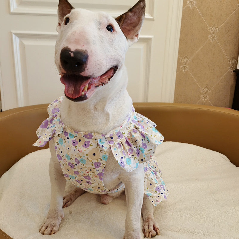 KFX-5342781 Floral Pet Skirt in Blue, Pink, and Purple for Dogs - Multiple Sizes Available