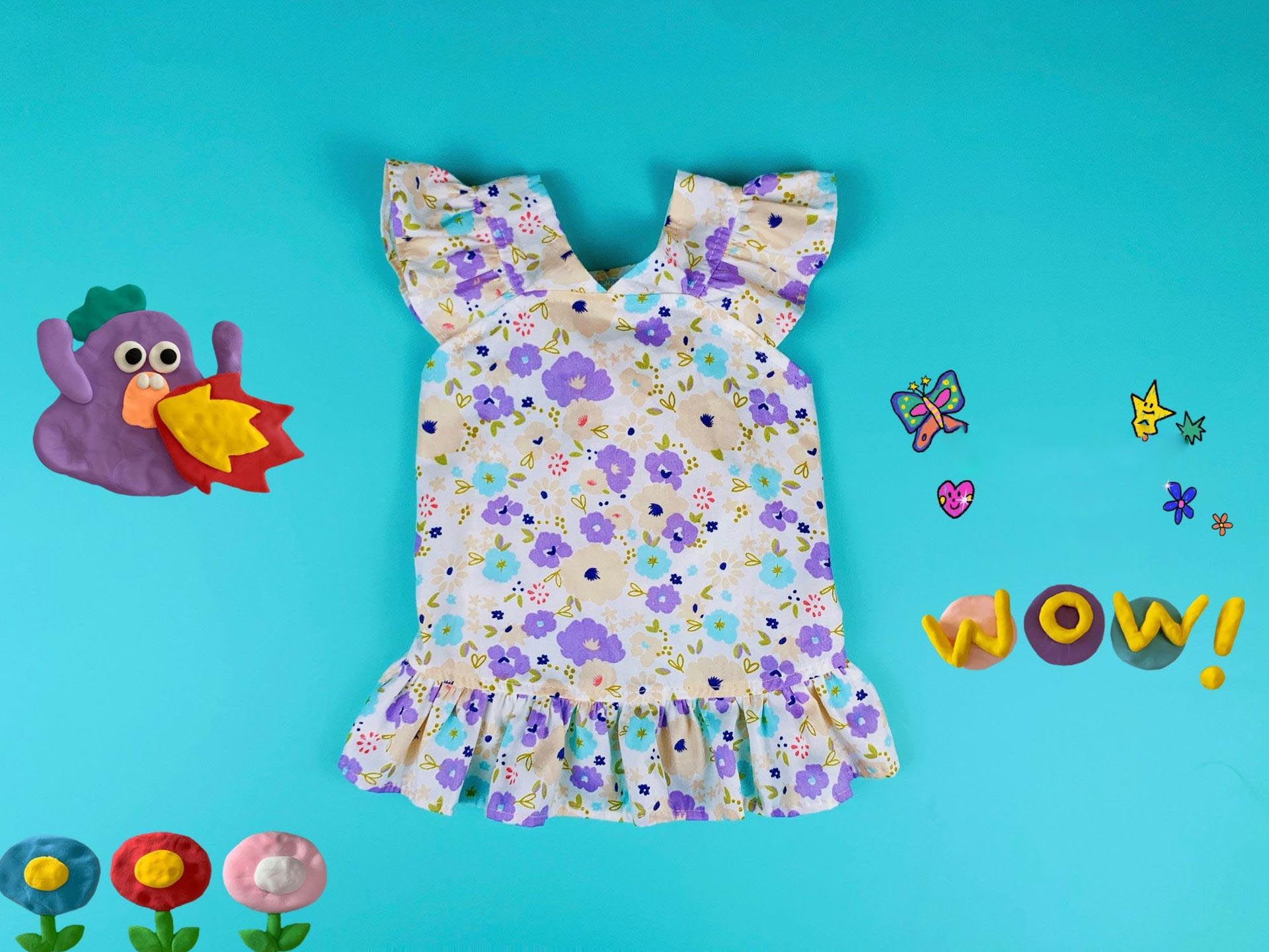 KFX-5342781 Floral Pet Skirt in Blue, Pink, and Purple for Dogs - Multiple Sizes Available