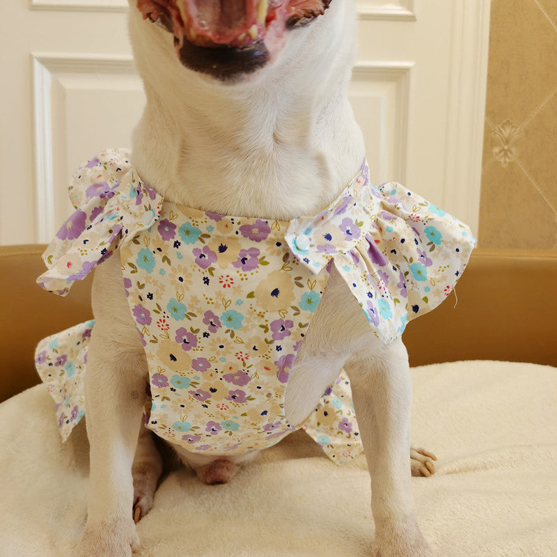 KFX-5342781 Floral Pet Skirt in Blue, Pink, and Purple for Dogs - Multiple Sizes Available