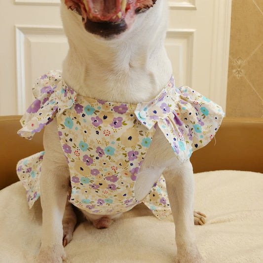 KFX-5342781 Floral Pet Skirt in Blue, Pink, and Purple for Dogs - Multiple Sizes Available