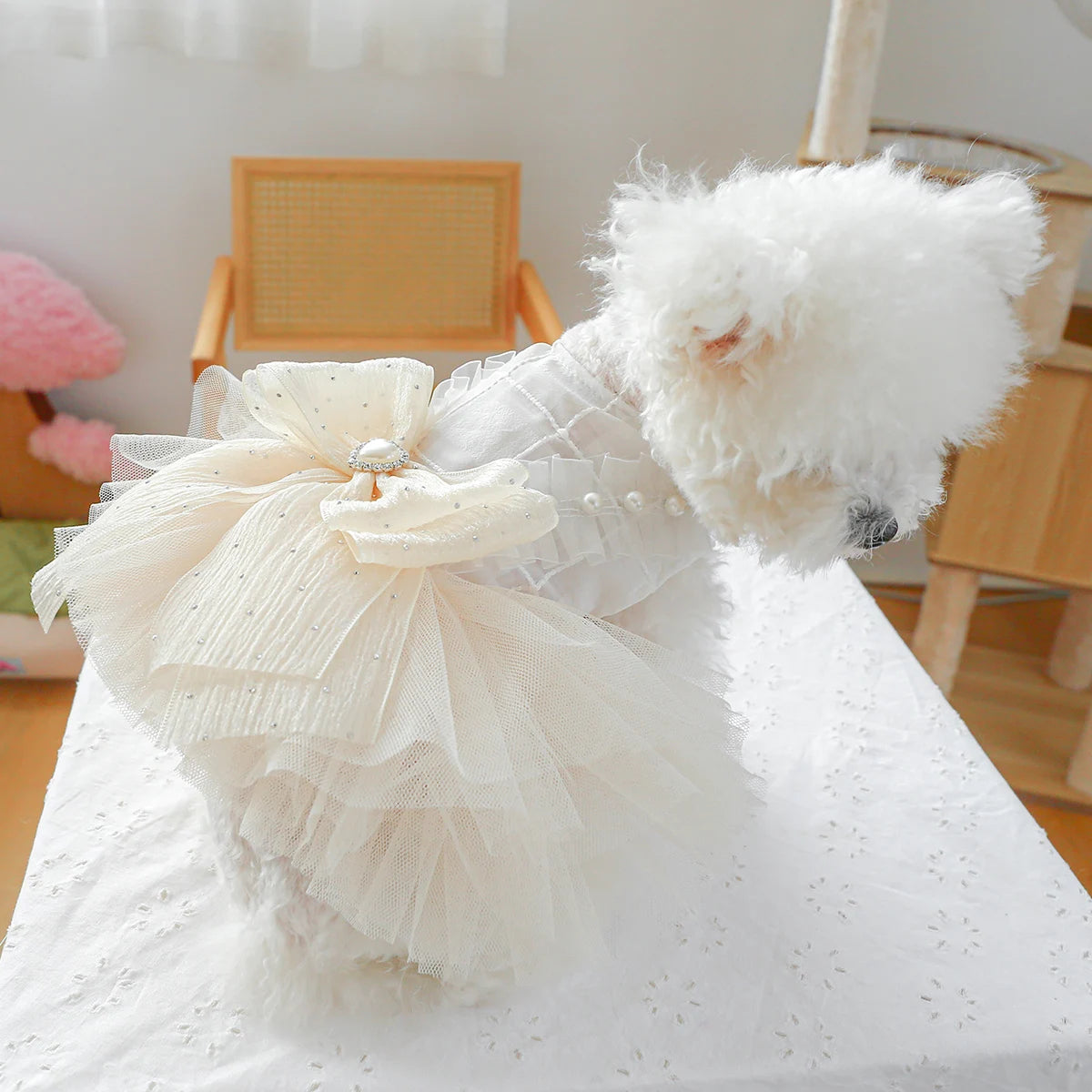 KFX-5343805 Elegant Dog Tulle Tutu Skirt Wedding Dress for Pets - Available in Multiple Sizes