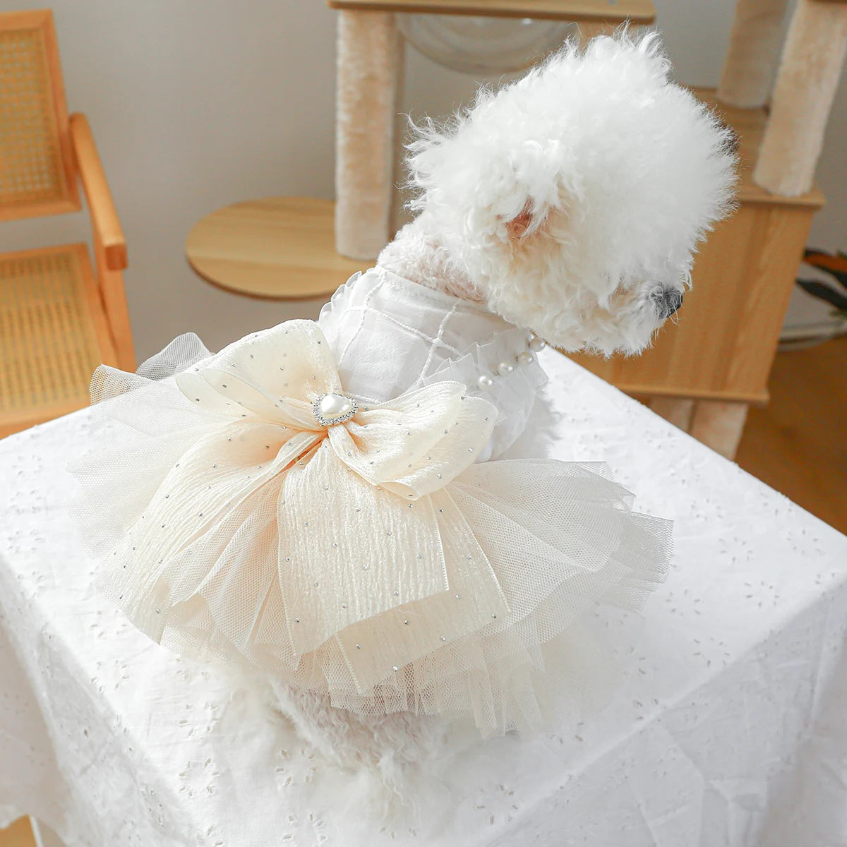 KFX-5343805 Elegant Dog Tulle Tutu Skirt Wedding Dress for Pets - Available in Multiple Sizes