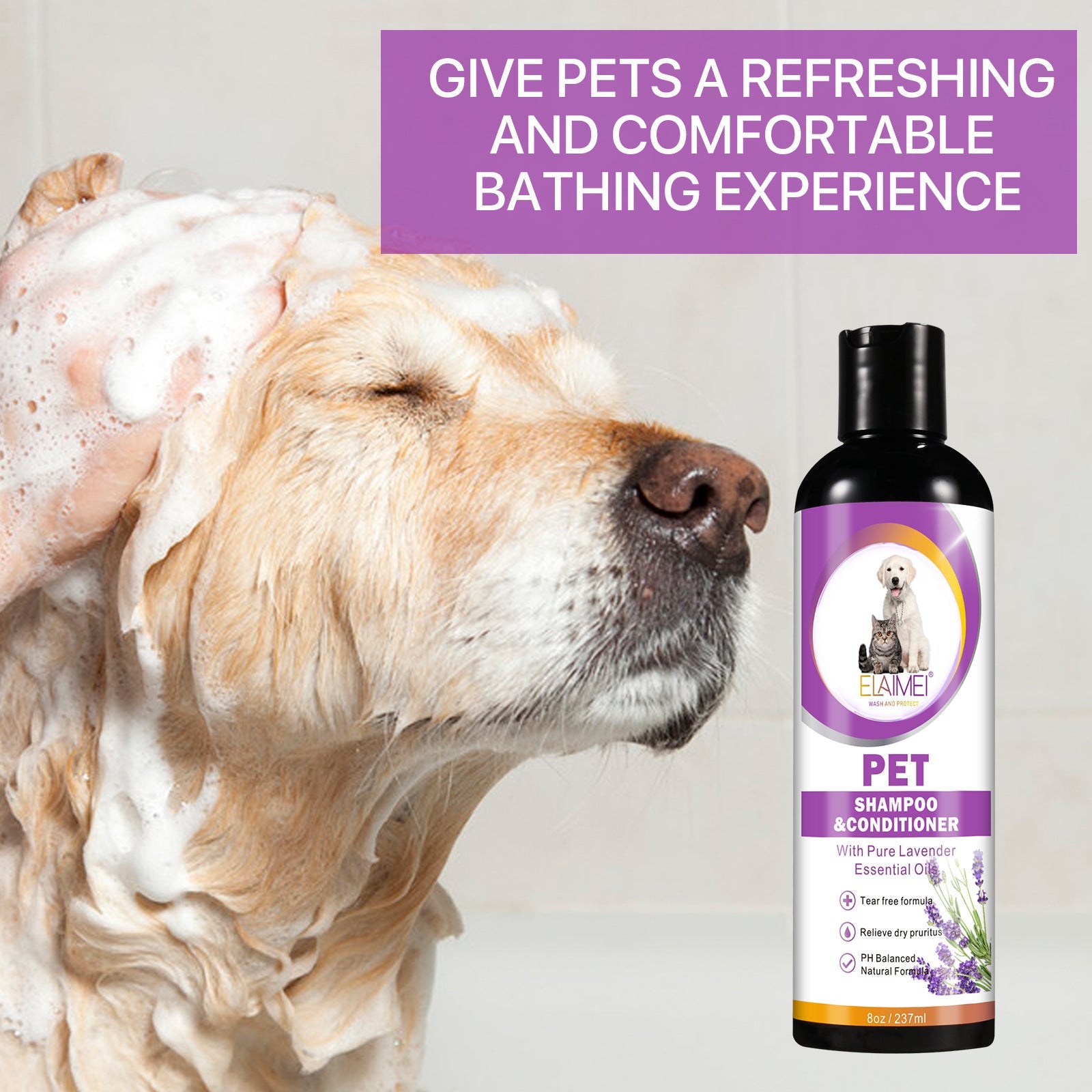 KFX-5344061 Dual-Action Anti-Hair Pet Shampoo for Hair Protection and Beautification - 200-500ml