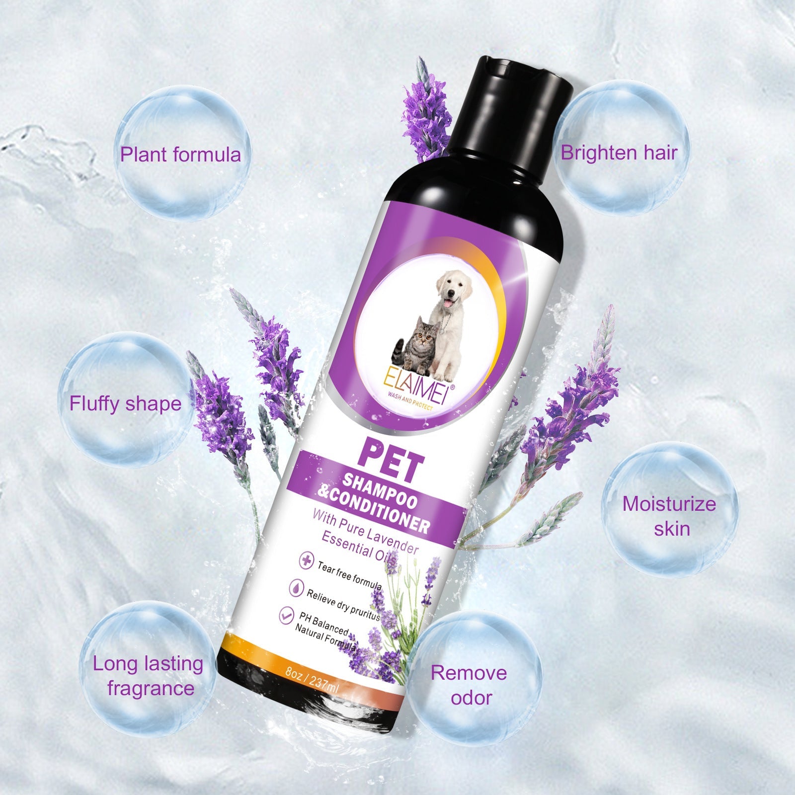 KFX-5344061 Dual-Action Anti-Hair Pet Shampoo for Hair Protection and Beautification - 200-500ml