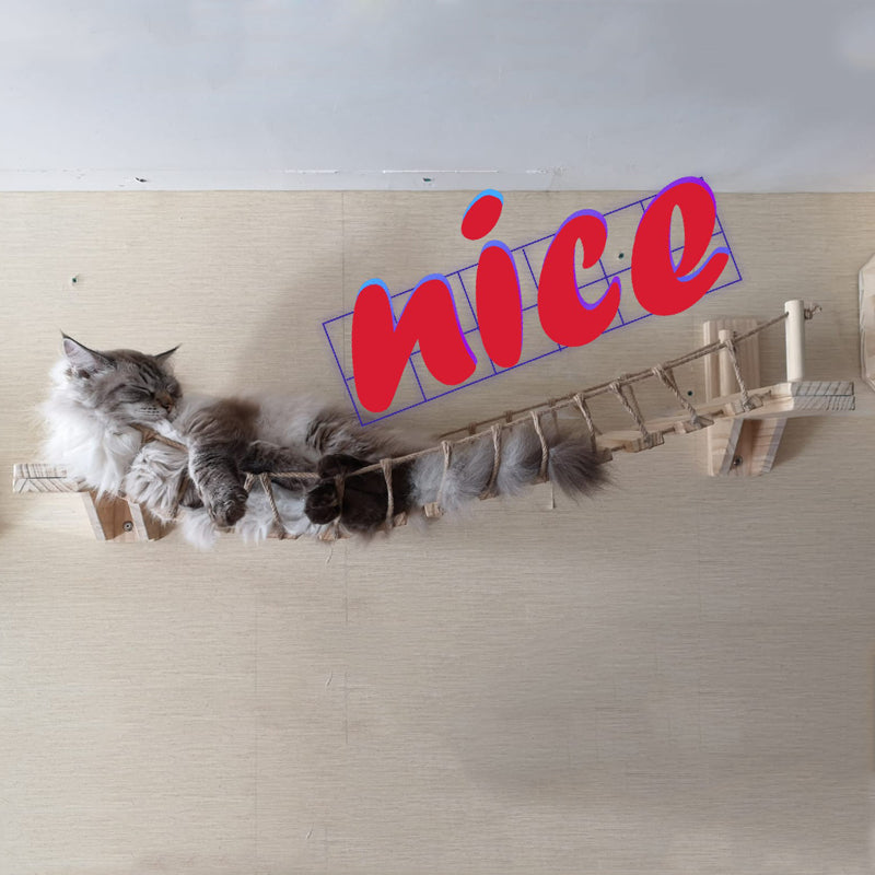 KFX-5345469 Pine Wall-Mounted Cat Furniture with Sisal Scratching Surface - 90cm Length