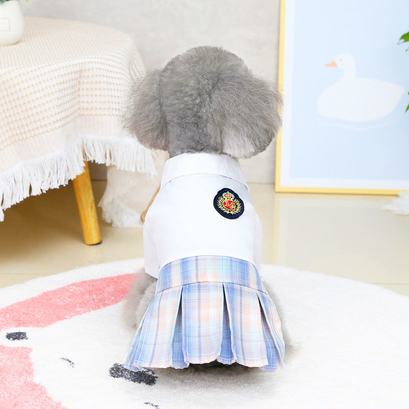 KFX-5346749 Pink and White Cotton Dress for Pets - Spring and Summer Fashion