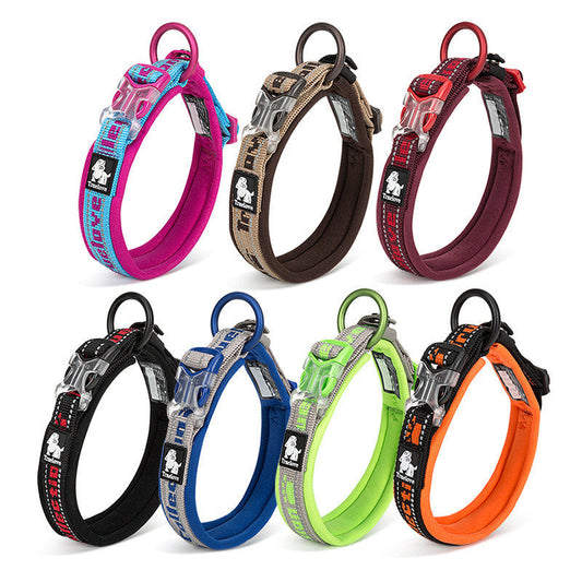 KFX-5349949 Adjustable Reflective Soft Diving Fabric Dog Collar in Multiple Colors and Sizes