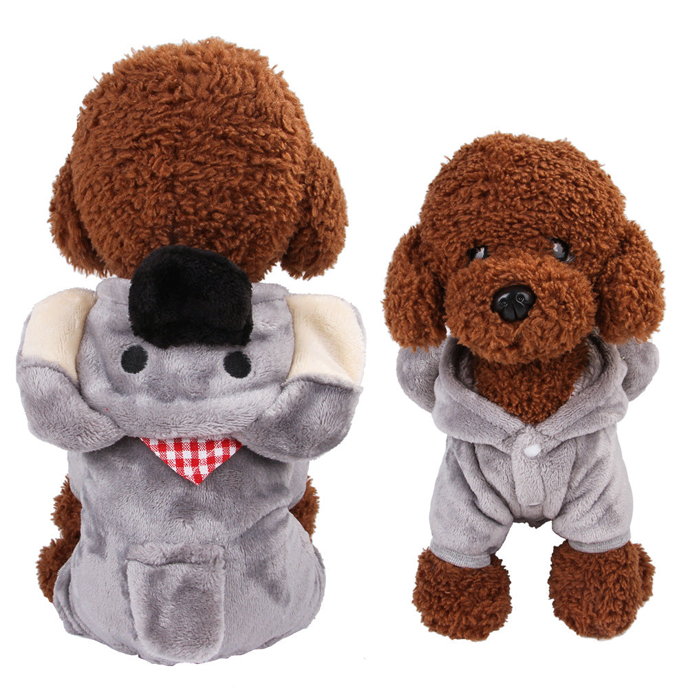 KFX-5350333 Coral Velvet Dog Clothing with Cartoon Designs - Elk, Cow, Dinosaur, Frog, and More