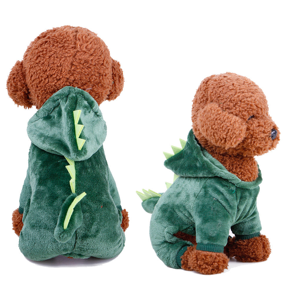 KFX-5350333 Coral Velvet Dog Clothing with Cartoon Designs - Elk, Cow, Dinosaur, Frog, and More