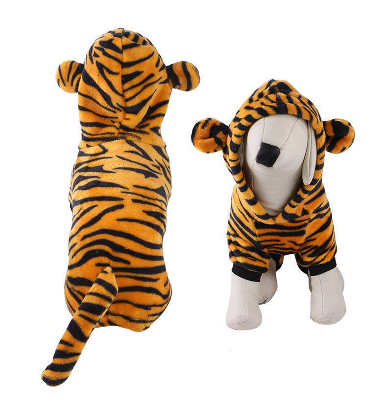 KFX-5350333 Coral Velvet Dog Clothing with Cartoon Designs - Elk, Cow, Dinosaur, Frog, and More
