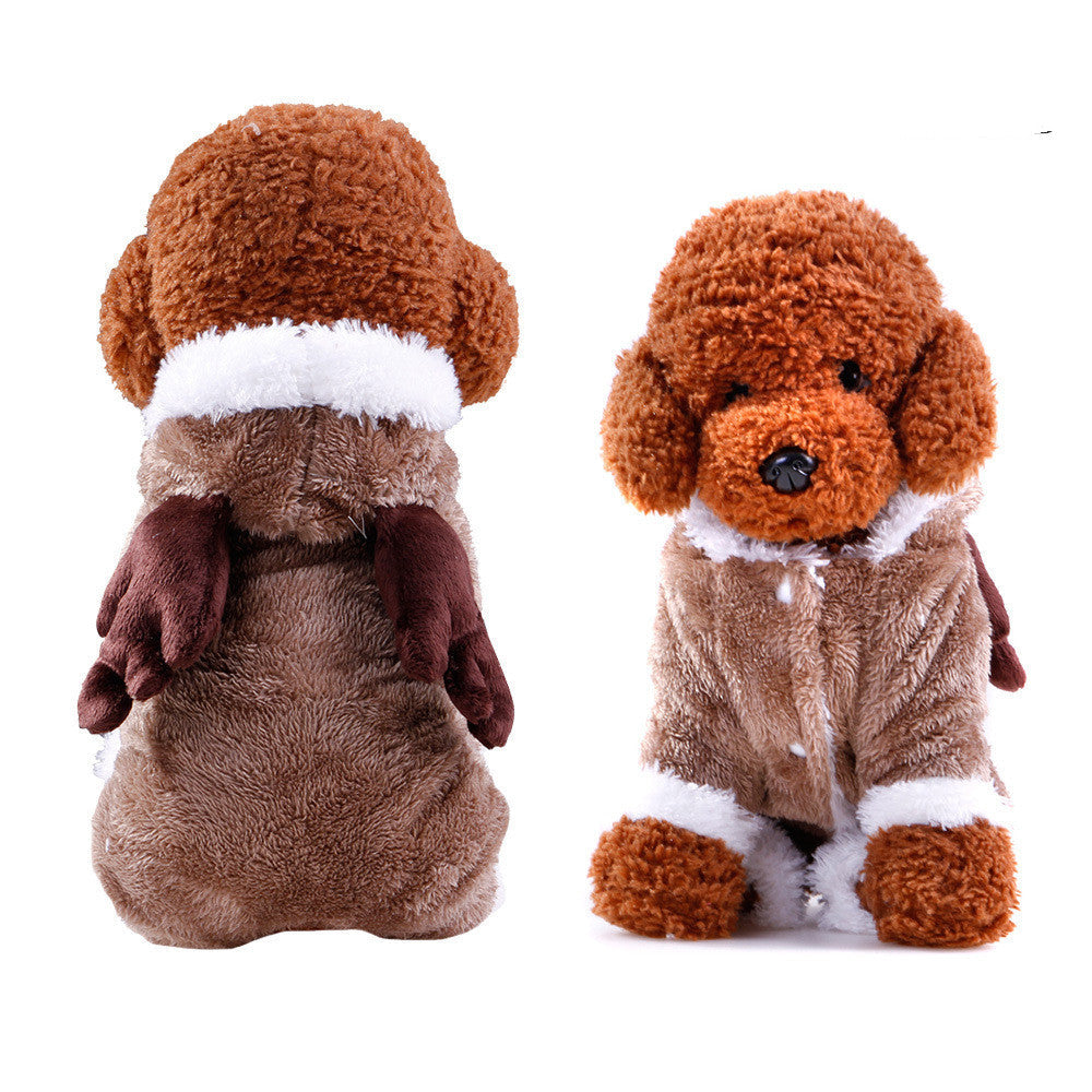 KFX-5350333 Coral Velvet Dog Clothing with Cartoon Designs - Elk, Cow, Dinosaur, Frog, and More