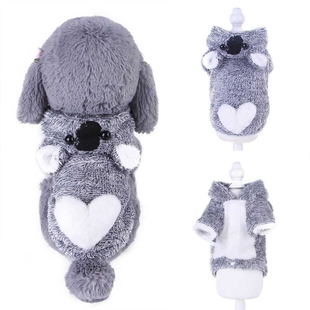 KFX-5350333 Coral Velvet Dog Clothing with Cartoon Designs - Elk, Cow, Dinosaur, Frog, and More