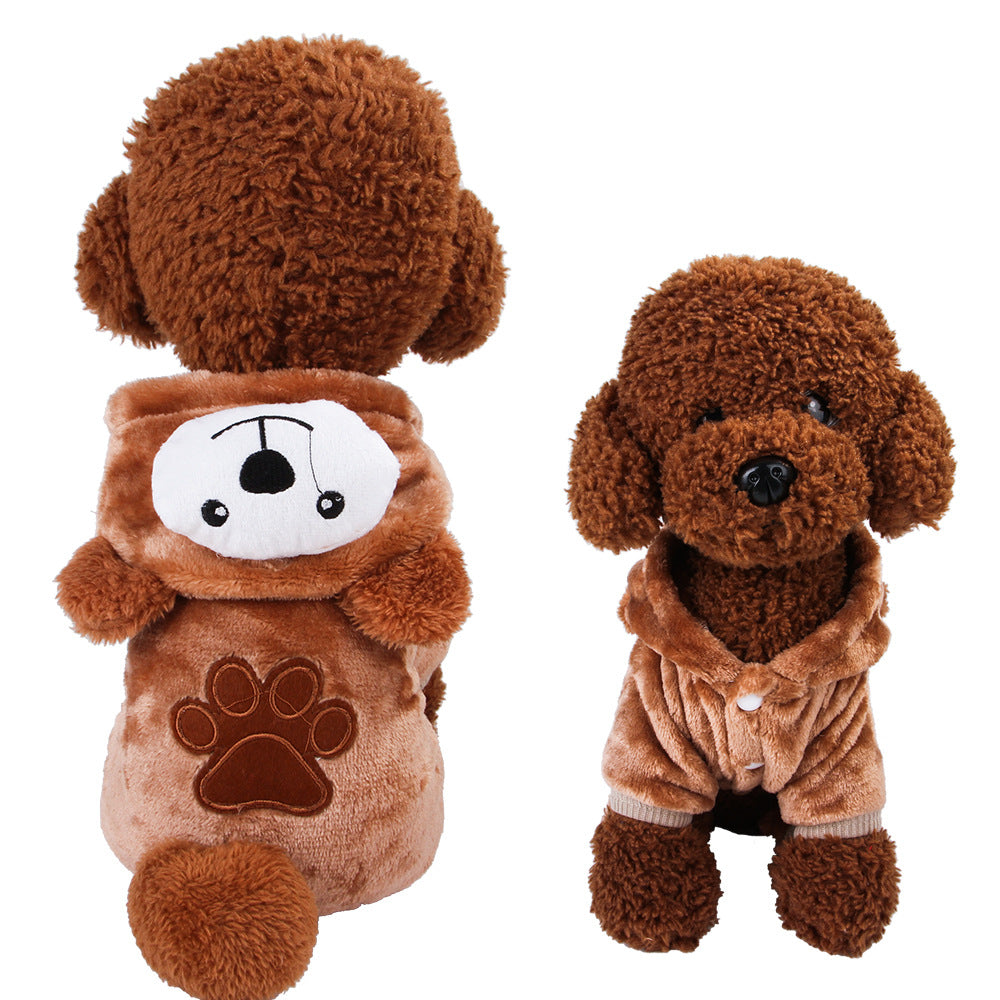 KFX-5350333 Coral Velvet Dog Clothing with Cartoon Designs - Elk, Cow, Dinosaur, Frog, and More
