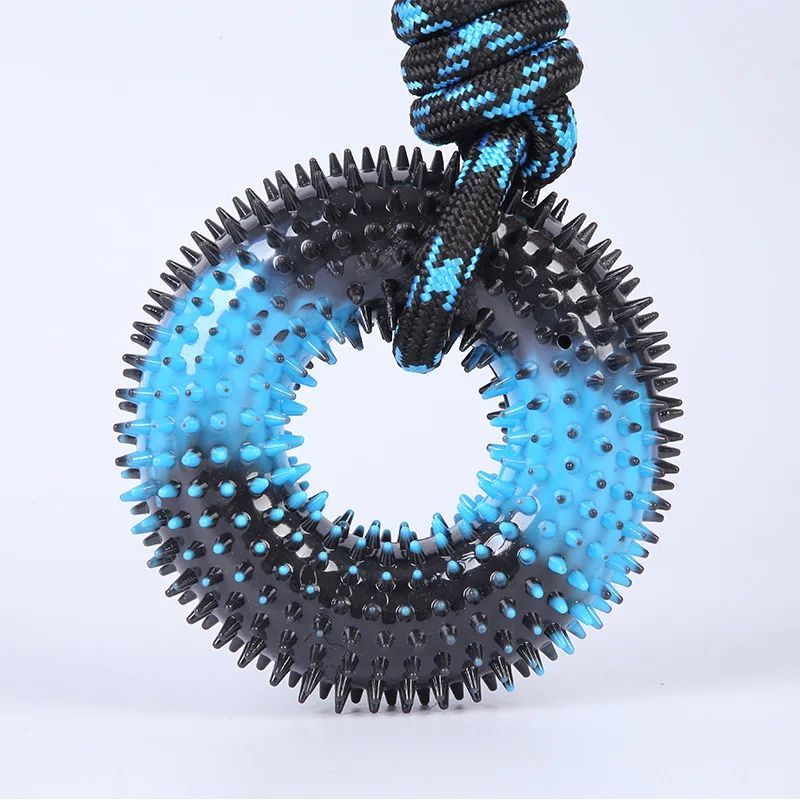 KFX-5350589 Interactive Molar Bite Resistance Double Color Rope Dog Toy with Hand Pull - 48x12.5cm