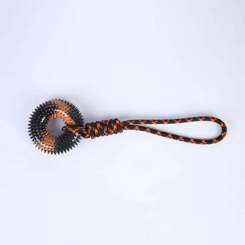 KFX-5350589 Interactive Molar Bite Resistance Double Color Rope Dog Toy with Hand Pull - 48x12.5cm