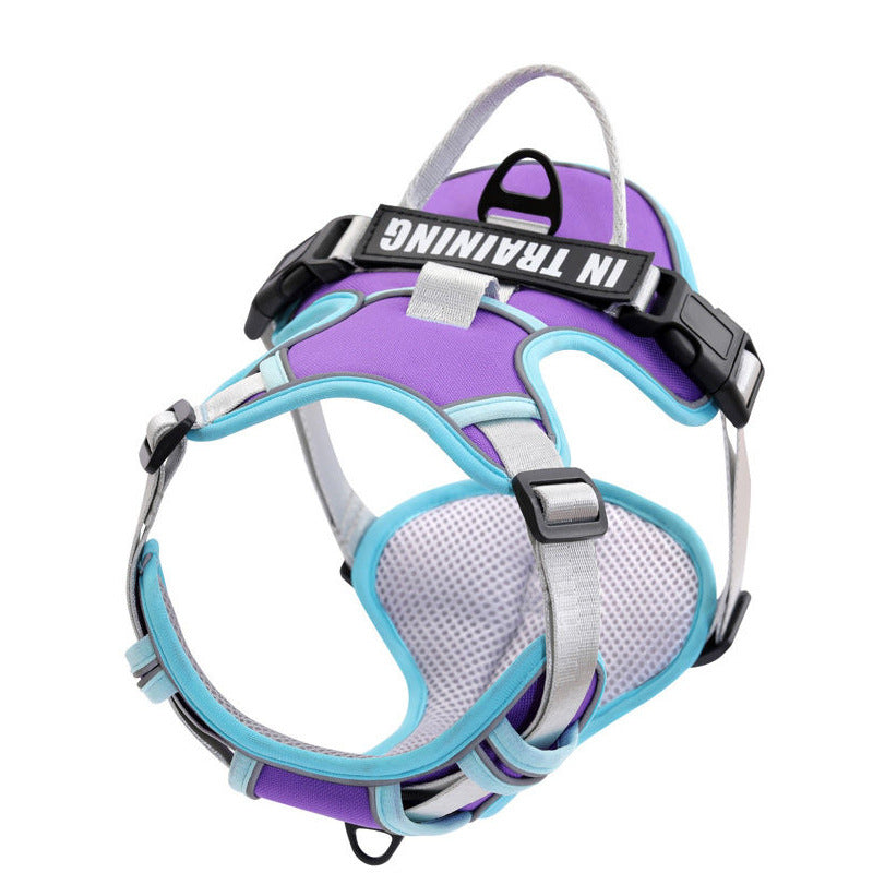KFX-5351741 Reflective Dog Harness for Small to Large Dogs - Adjustable Chest Strap with Traction Belt