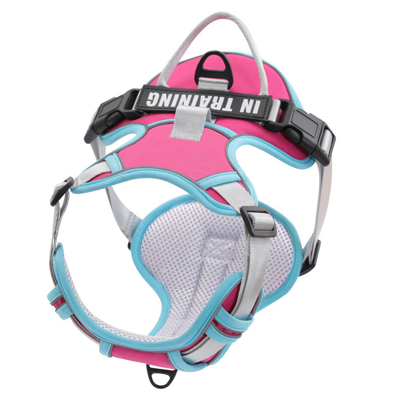 KFX-5351741 Reflective Dog Harness for Small to Large Dogs - Adjustable Chest Strap with Traction Belt