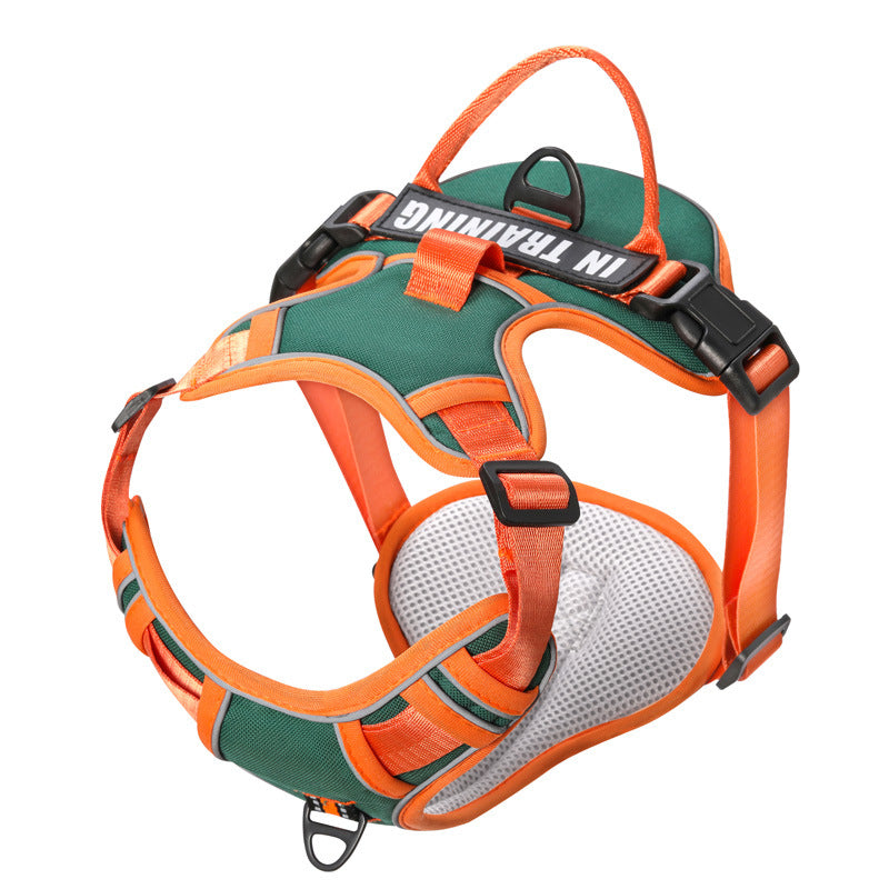KFX-5351741 Reflective Dog Harness for Small to Large Dogs - Adjustable Chest Strap with Traction Belt