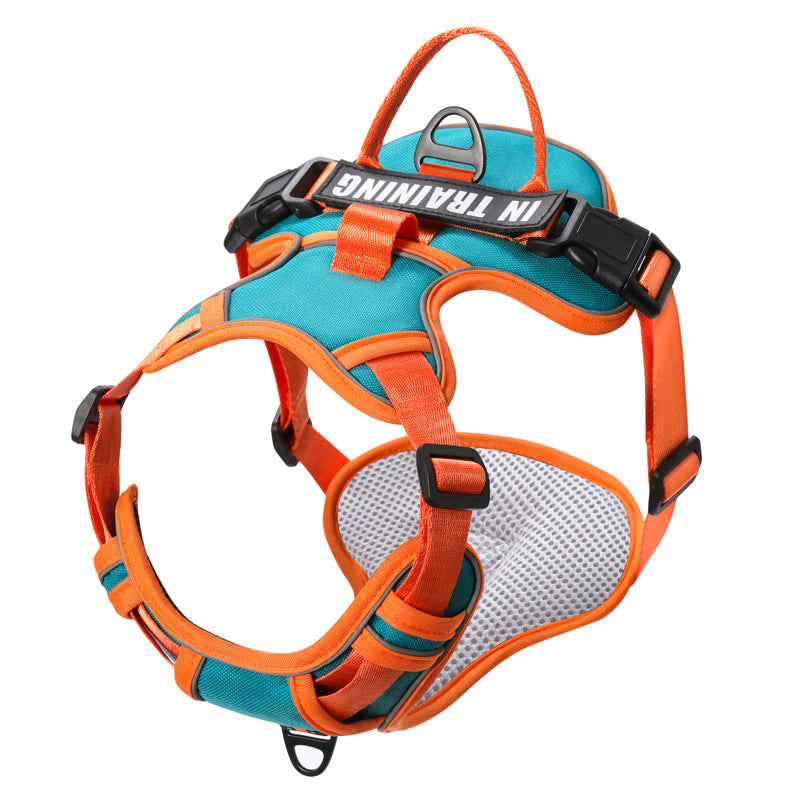 KFX-5351741 Reflective Dog Harness for Small to Large Dogs - Adjustable Chest Strap with Traction Belt