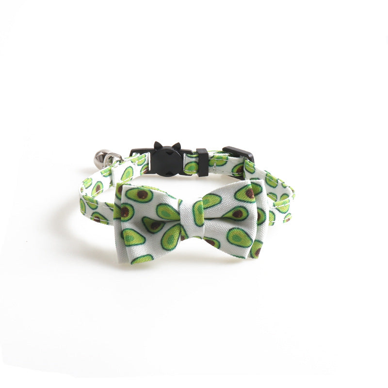 KFX-5353917 Colorful Cloth Cat Collar - Options in White Watermelon, Green Avocado, Pink, Blue, 1.0*28 Size
