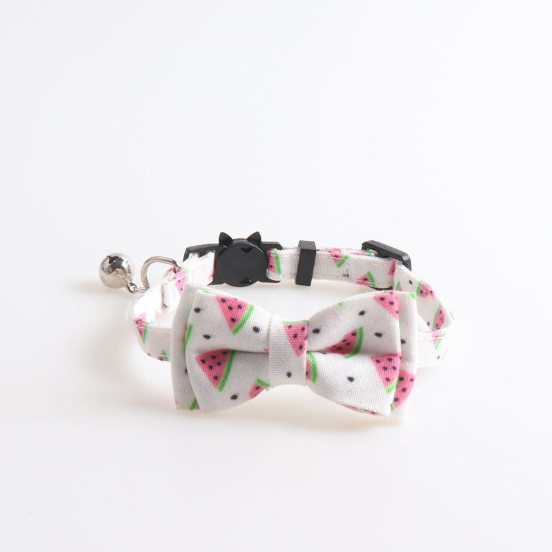KFX-5353917 Colorful Cloth Cat Collar - Options in White Watermelon, Green Avocado, Pink, Blue, 1.0*28 Size
