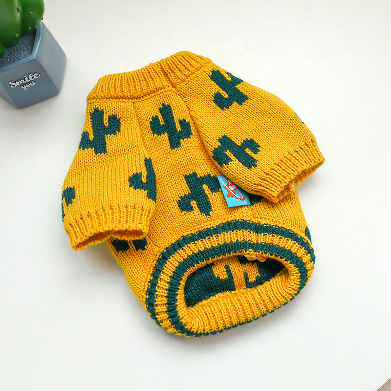 KFX-5355709 Cozy Turmeric Cactus Sweater for Small to Large Pets