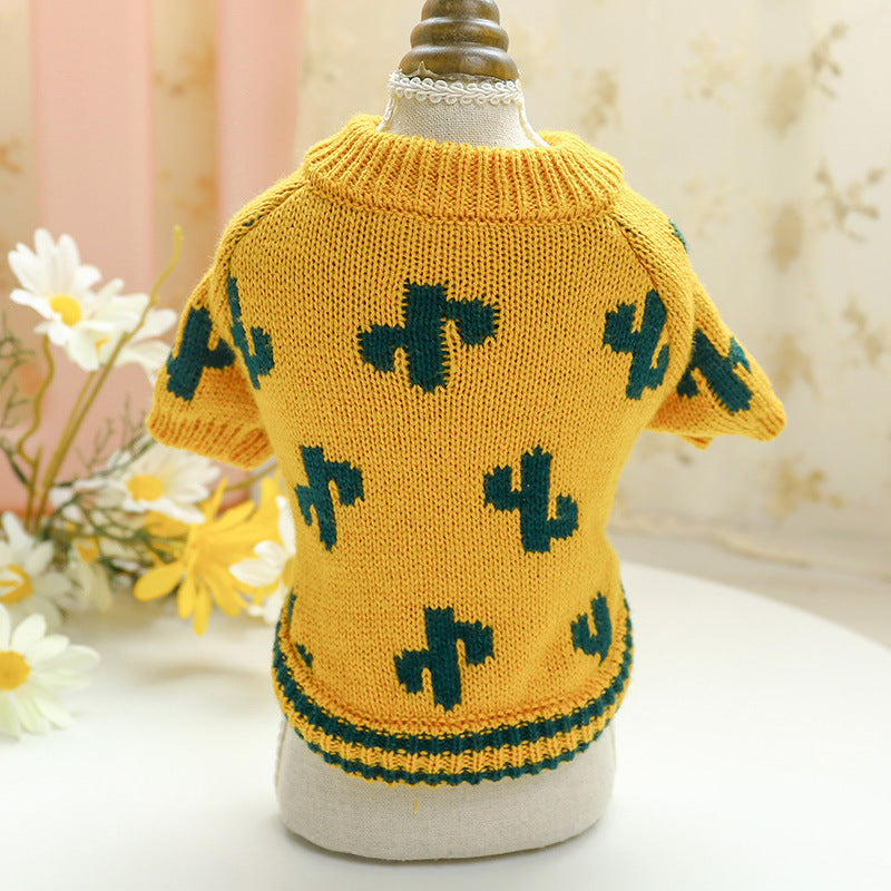 KFX-5355709 Cozy Turmeric Cactus Sweater for Small to Large Pets