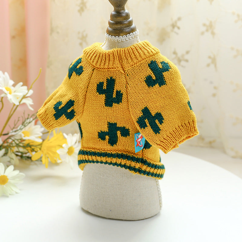 KFX-5355709 Cozy Turmeric Cactus Sweater for Small to Large Pets
