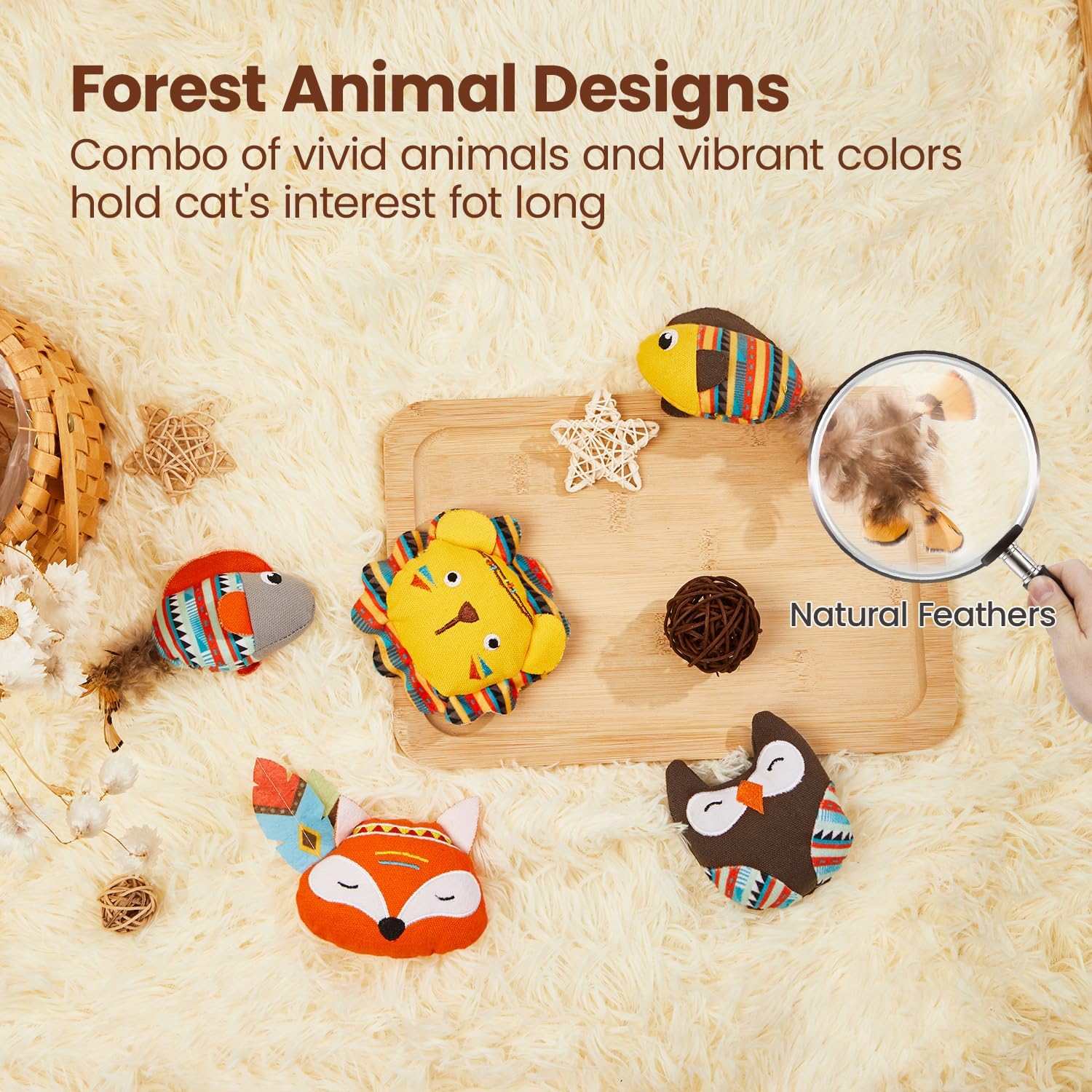 KFX-5357373 Jungle Animal Catnip Toys - Bite Resistant Interactive Kickers for Indoor Cats
