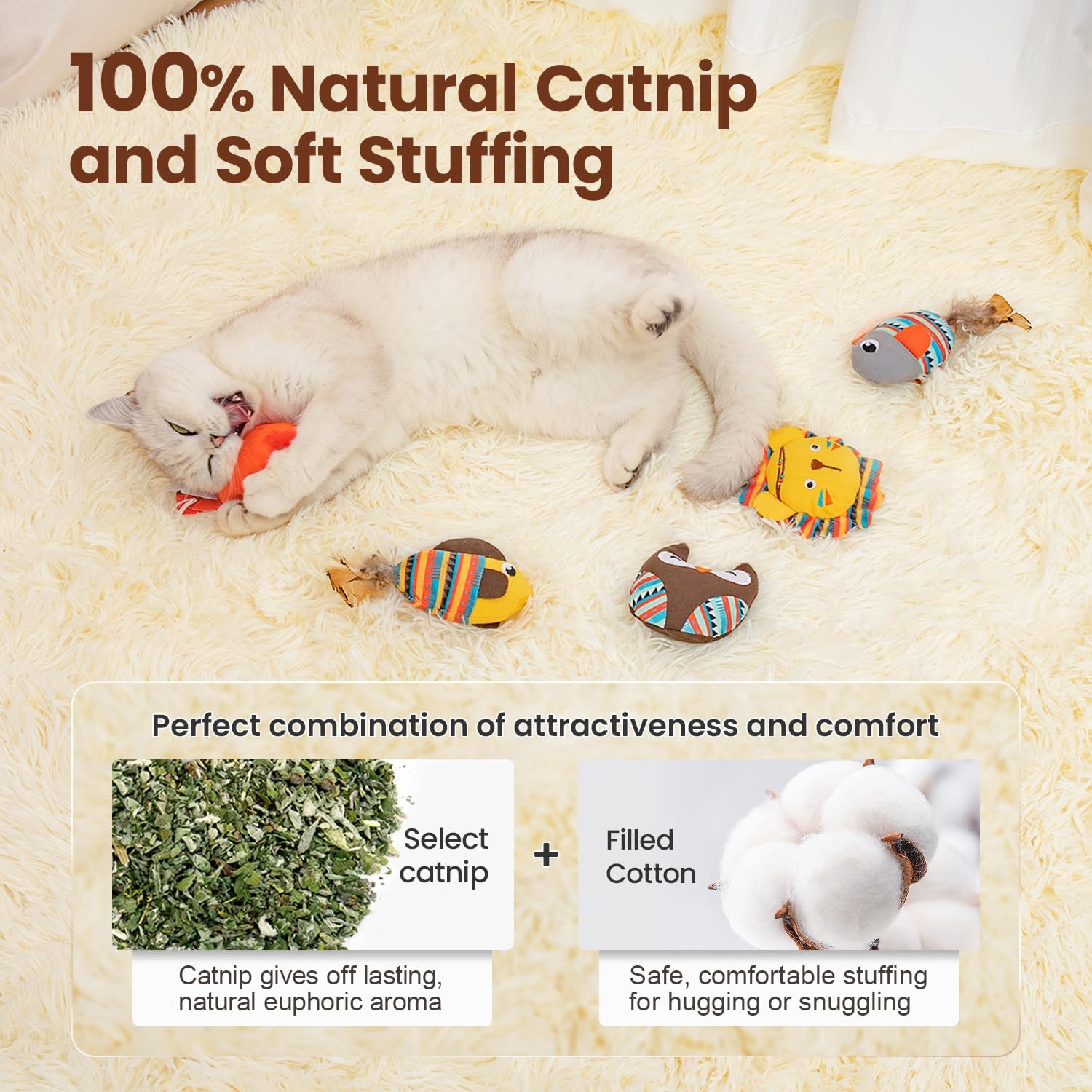 KFX-5357373 Jungle Animal Catnip Toys - Bite Resistant Interactive Kickers for Indoor Cats