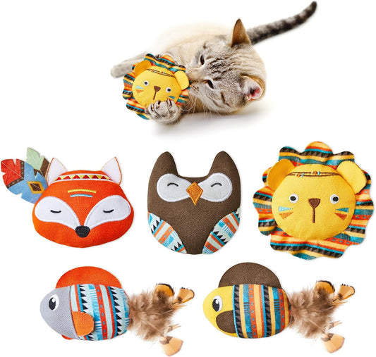 KFX-5357373 Jungle Animal Catnip Toys - Bite Resistant Interactive Kickers for Indoor Cats