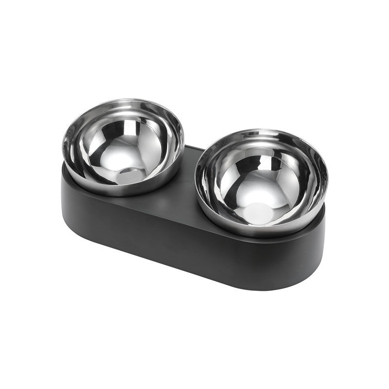 KFX-5357885 Stainless Steel Pet Feeder with Double and Single Bowls & Bowl Mat
