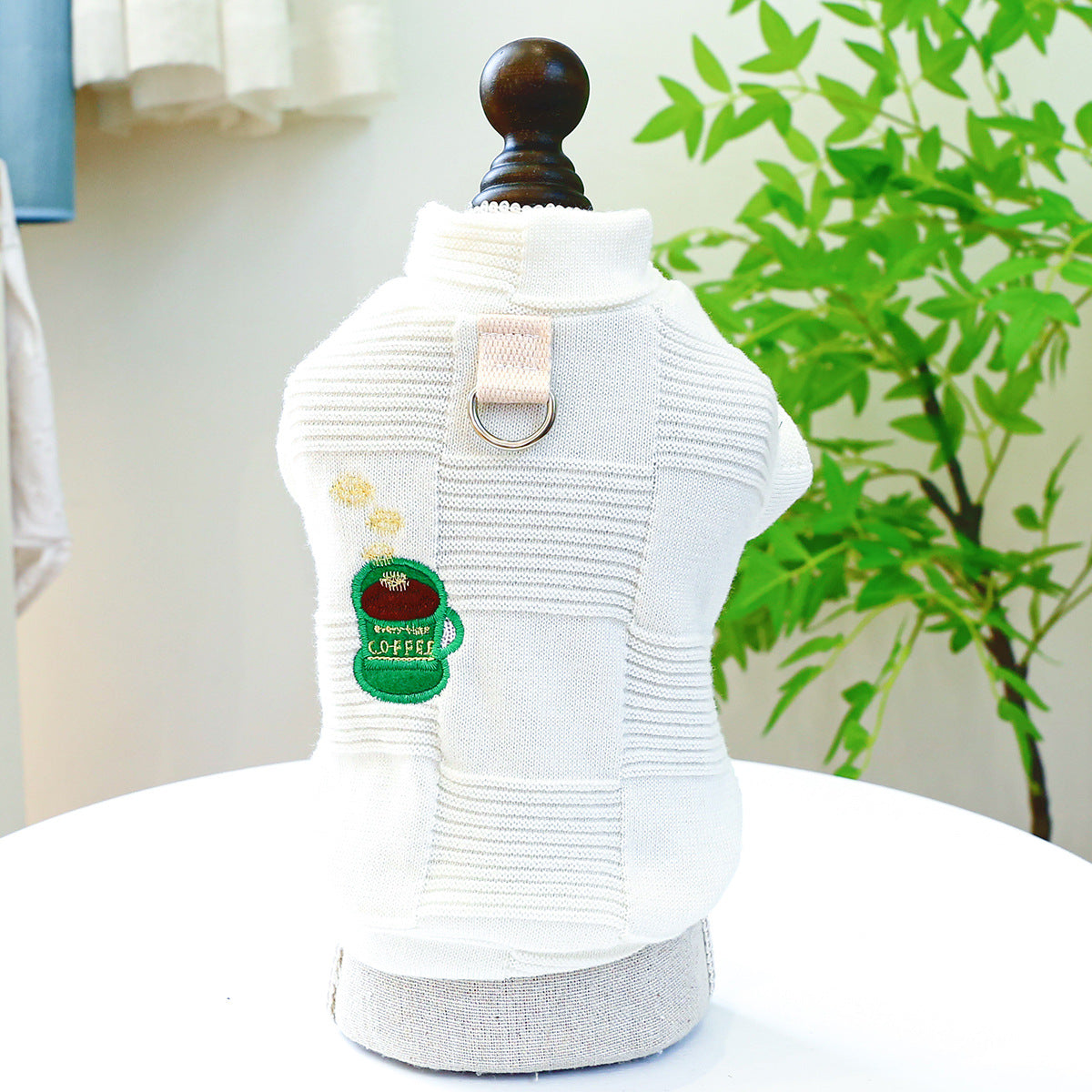 KFX-5358269 Pet Round-Neck Shirt in Afternoon Tea Colors for Dogs - White Coffee & Green Cake