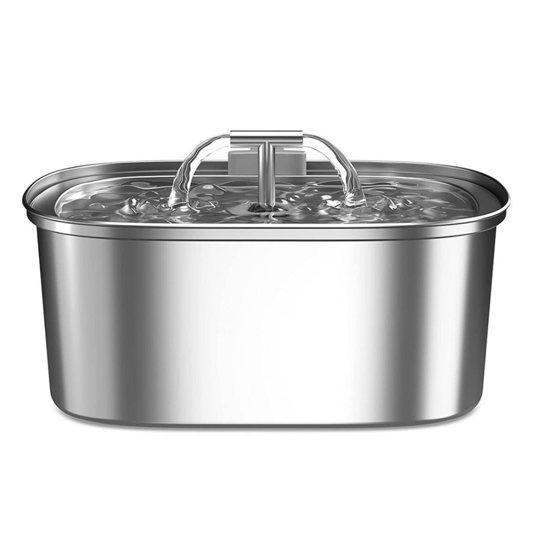 KFX-5360957 Stainless Steel Round Pet Water Dispenser with Multiple Outlet Options for Cats and Dogs