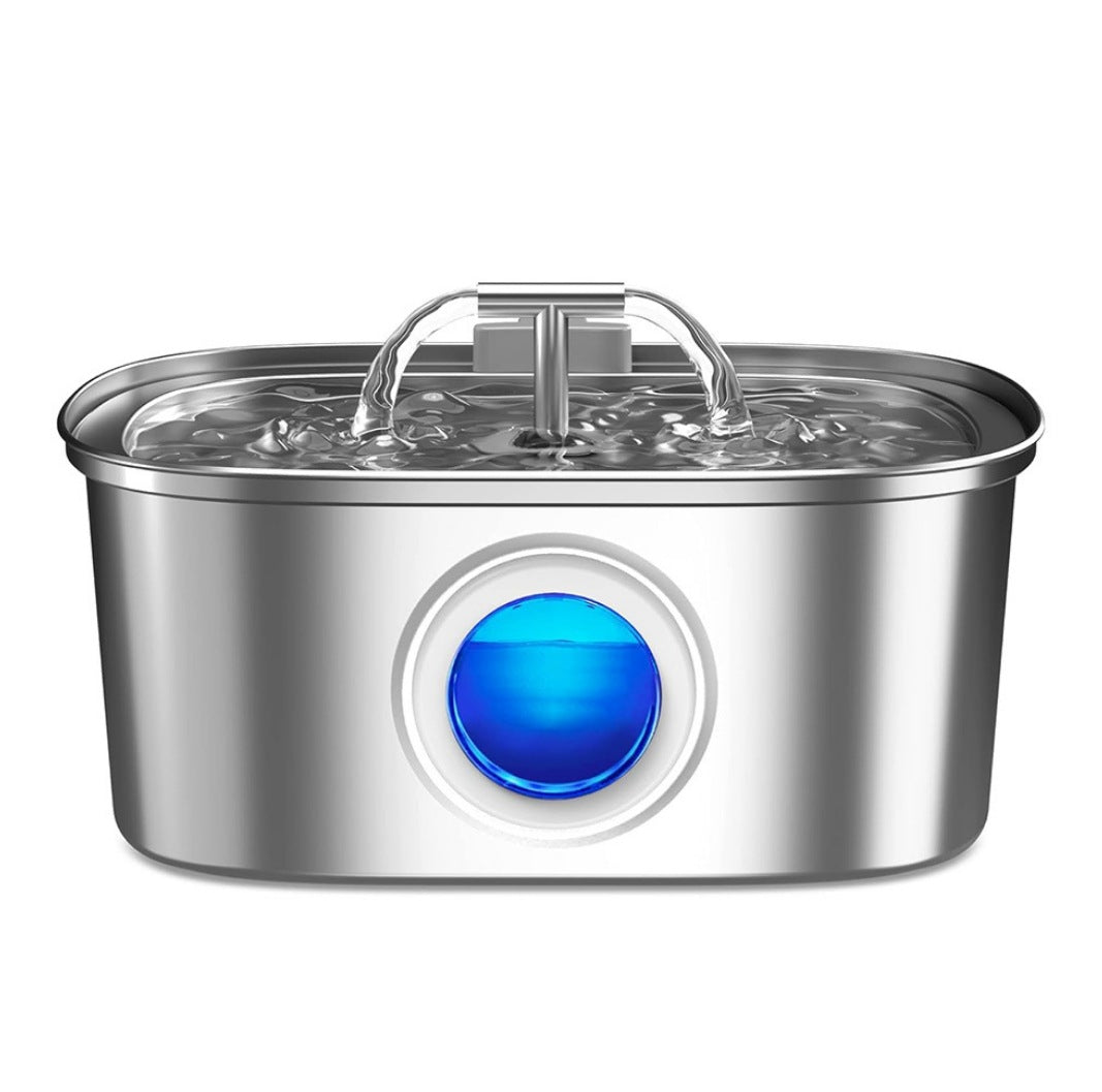 KFX-5360957 Stainless Steel Round Pet Water Dispenser with Multiple Outlet Options for Cats and Dogs