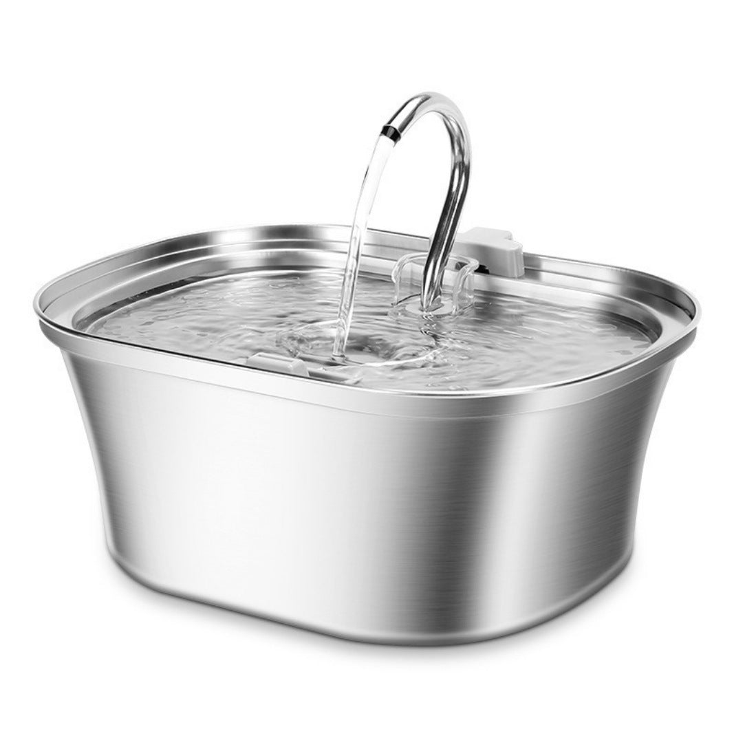 KFX-5360957 Stainless Steel Round Pet Water Dispenser with Multiple Outlet Options for Cats and Dogs