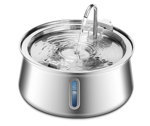 KFX-5360957 Stainless Steel Round Pet Water Dispenser with Multiple Outlet Options for Cats and Dogs