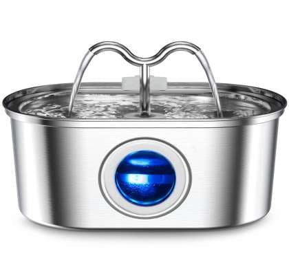 KFX-5360957 Stainless Steel Round Pet Water Dispenser with Multiple Outlet Options for Cats and Dogs