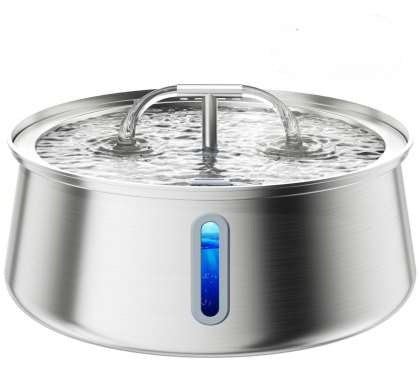 KFX-5360957 Stainless Steel Round Pet Water Dispenser with Multiple Outlet Options for Cats and Dogs
