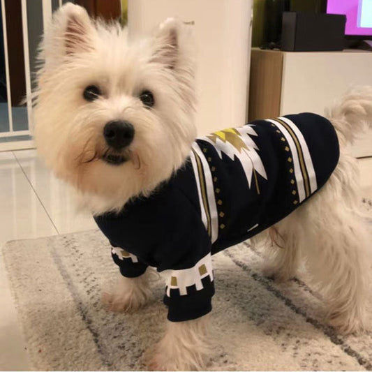KFX-5361853 Geometric Print Cotton Sweater for Pets in Retro Colors