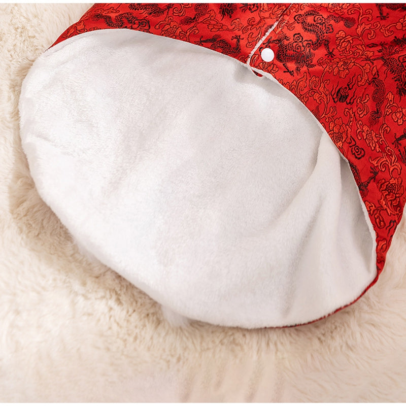 KFX-5362237 Chinese Dragon Brocade Pet Vest with Faux Fur Trim for Large and Medium Dogs