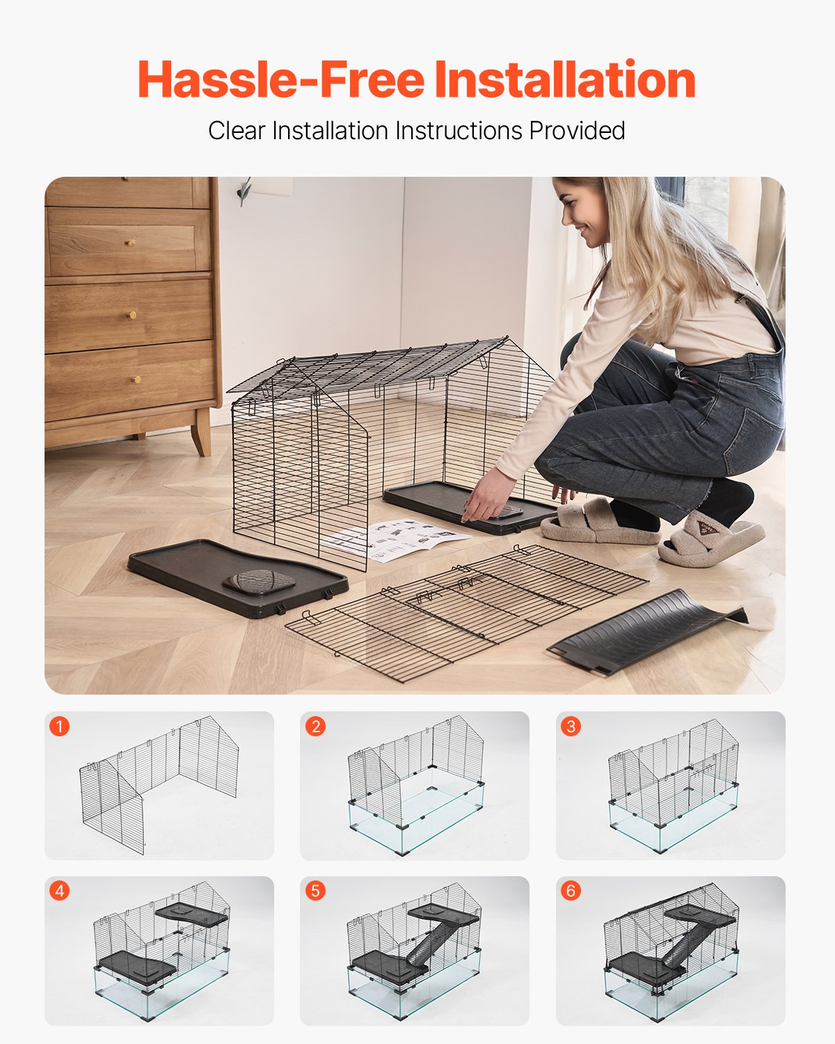KFX-5367101 Wire Hamster Cage Habitat 29.5in for Small Rodents – Secure, Spacious, and 360-Degree View Design