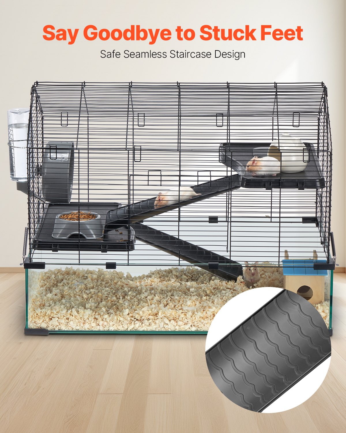KFX-5367101 Wire Hamster Cage Habitat 29.5in for Small Rodents – Secure, Spacious, and 360-Degree View Design