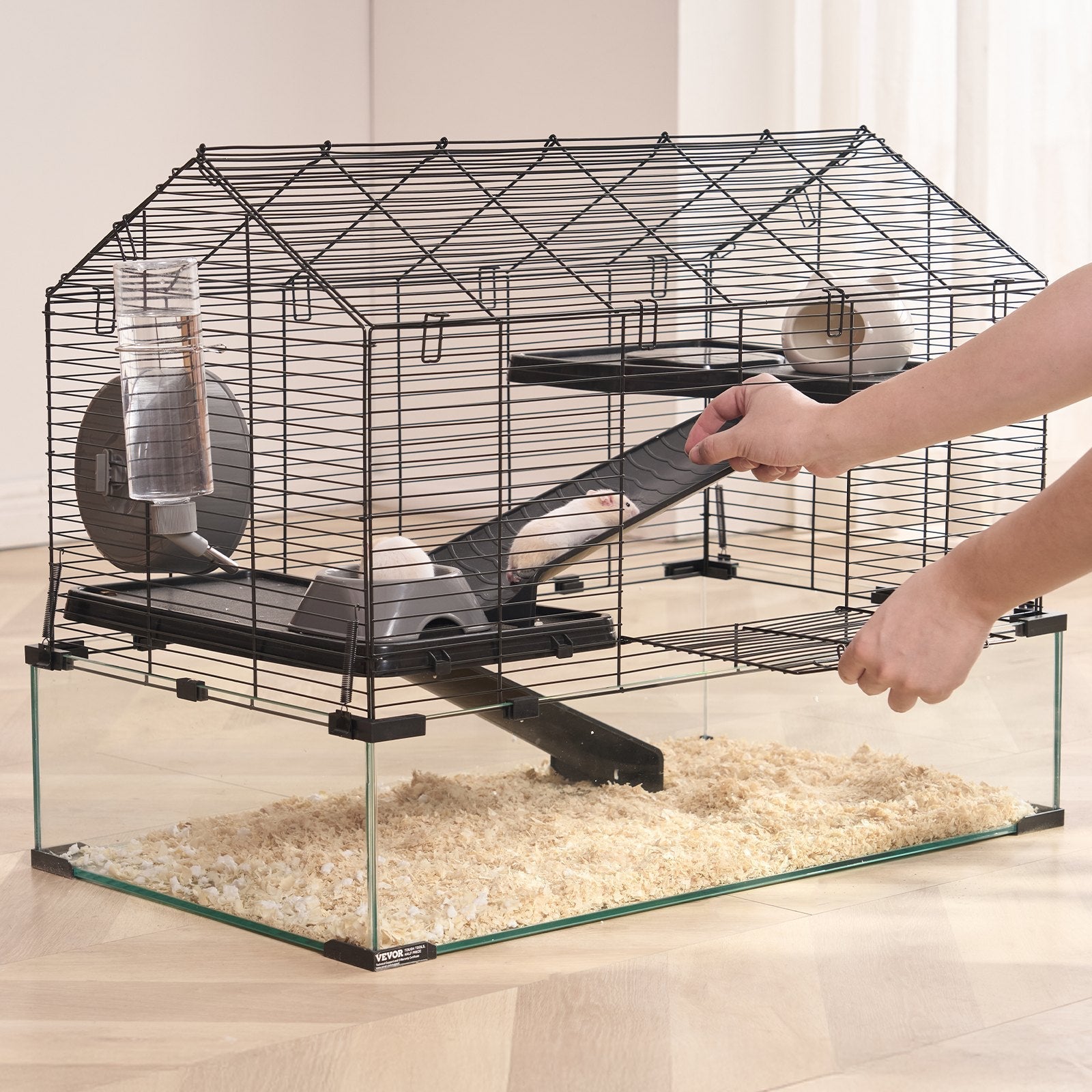 KFX-5367101 Wire Hamster Cage Habitat 29.5in for Small Rodents – Secure, Spacious, and 360-Degree View Design
